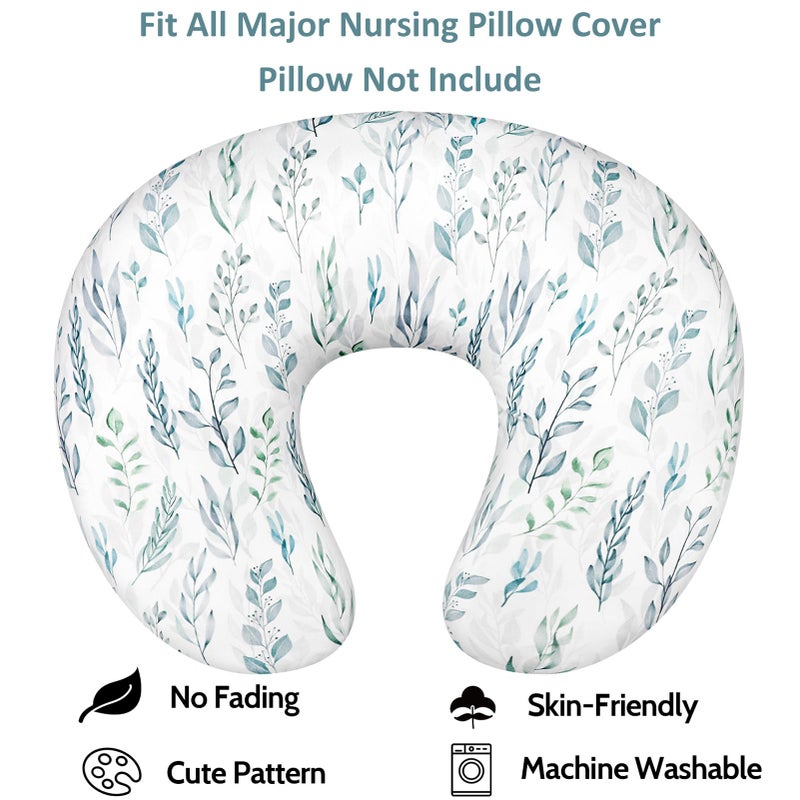 DILIMI Nursing Pillow Cover, Soft Stretchy Nursing Cover for Breastfeeding Pillow, 1 Pack Reversible Removable Slipcover for Baby Boy and Girls, Green Leaf - Image 4
