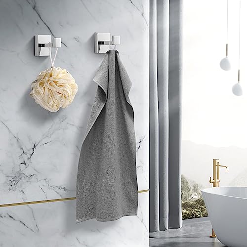 Fenas Heavy Duty Stainless Steel Towel Hooks, Wall Mounted Square Robe Hooks for Bathroom, Kitchen, Bedroom, Hotel Chrome Polished 2 Pack - Image 3