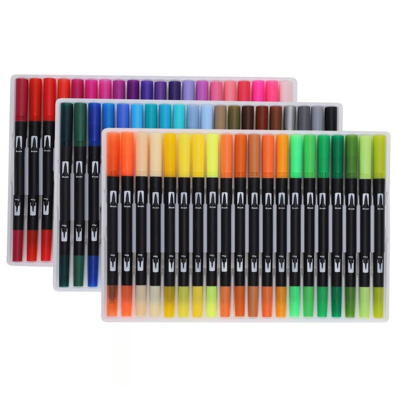Watercolor Markers: 60 Black Dual Tip Design - High Quality Water-Soluble Odorless Ink For Artists, Kids, Students And Art, Painting, Illustration Projects - Image 1