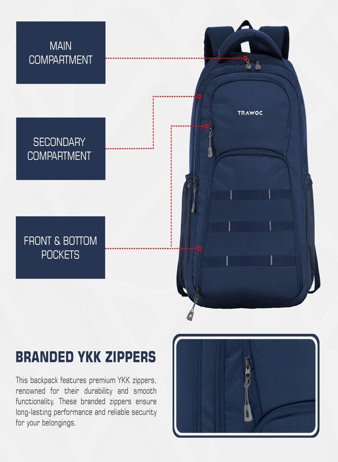 TRAWOC 35L Laptop Backpack TPB05 | Office & Travel Bag with 16-Inch Padded Laptop Compartment, USB Charging Port- 3-Year Warranty, Navyblue - Image 2