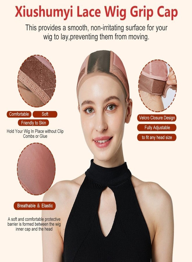 Xiushumyi Lace Wig Cap for Women,Adjustable Wig Grip Cap with Grip Band for Keeping Wigs In Place,Non Slip Caps Make Your Wigs Be Glueles(Light Brown) - Image 2