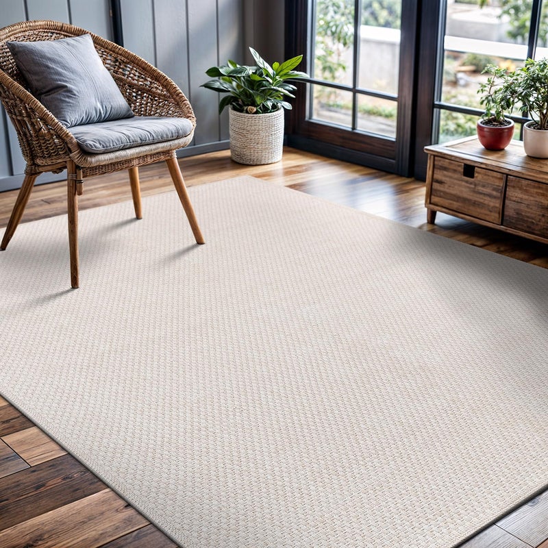 CAMILSON Easy Jute Rug 5x7, Indoor Outdoor Off-White Farmhouse Area Rugs for Living Room Patio and Kitchen Rug, Solid Woven Design, Easy-Cleaning, Washable Outside Carpet Alfombras (5 x 7) - Image 4