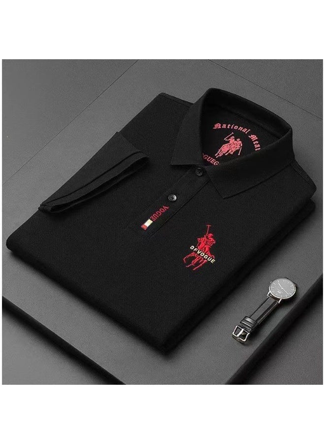 POLO Summer Embroidered Polo Shirt Men's Short Sleeve Collared Slim Fit Casual T-Shirt Breathable High End Plain Shirt for Men - Image 1