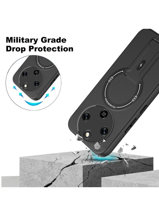 ايكارلوس جراب مزود بمسند لهاتف Honor X9d 5G، مصنوع من البولي كربونات والبولي يوريثين الحراري، يدعم حامل السيارة المغناطيسي - أسود - Image 3