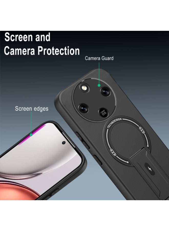 ايكارلوس جراب مزود بمسند لهاتف Honor X9d 5G، مصنوع من البولي كربونات والبولي يوريثين الحراري، يدعم حامل السيارة المغناطيسي - أسود - Image 4