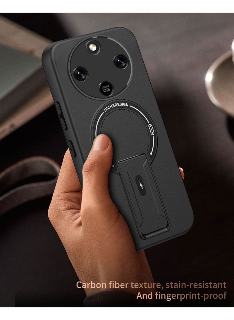 ايكارلوس جراب مزود بمسند لهاتف Honor X9d 5G، مصنوع من البولي كربونات والبولي يوريثين الحراري، يدعم حامل السيارة المغناطيسي - أسود - Image 5