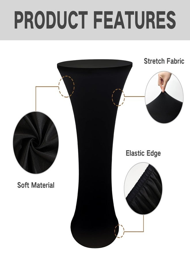 Nacuci 2PCS 24x43 Inch Round Fitted Cocktail Table Cover Black Spandex Cocktail Table Cloth Highboy Fitted Tablecloth High Top Table Cloths for Party Pub Banquet Bistro - Image 4