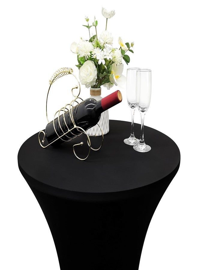 Nacuci 2PCS 24x43 Inch Round Fitted Cocktail Table Cover Black Spandex Cocktail Table Cloth Highboy Fitted Tablecloth High Top Table Cloths for Party Pub Banquet Bistro - Image 2