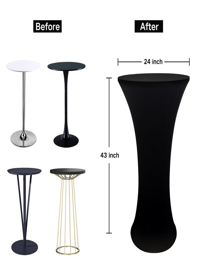 Nacuci 2PCS 24x43 Inch Round Fitted Cocktail Table Cover Black Spandex Cocktail Table Cloth Highboy Fitted Tablecloth High Top Table Cloths for Party Pub Banquet Bistro - Image 3
