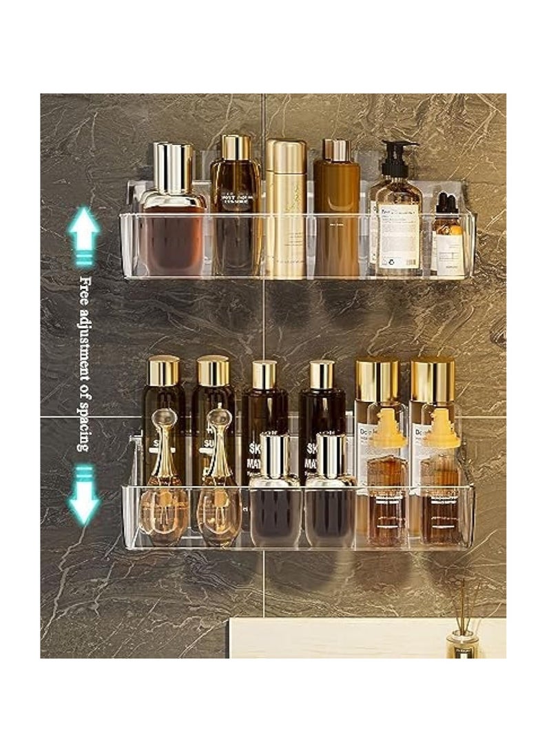 Captaintech 2-Pack Shower Caddy Shelf, No Drilling Bathroom Shower Rack, Wall Mounted Double Layer Shower Organizer, Separable, Used for Dorm, Bathroom and Kitchen (Clear) - Image 4