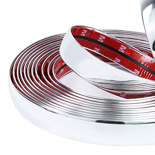 SBWLKJ 16FT Automotive Chrome Trim Molding 1"(25mm) Heavy Duty Chrome Car Moldings Trim UV Protected Scratch-Proof for Truck RV SUV Side Door Window Bumper, Self Adhesive - Image 1