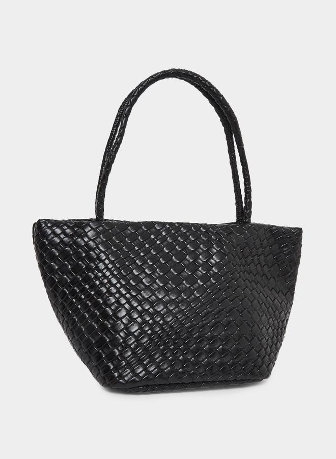 Styli Woven Design Tote Bag with Open Top - Image 1