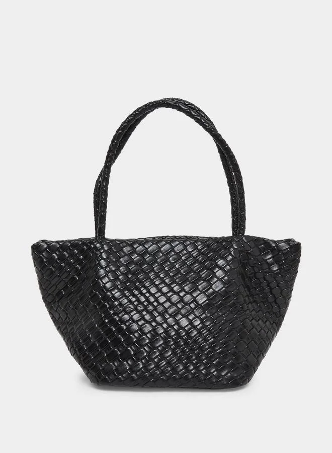 Styli Styli Woven Design Tote Bag with Open Top