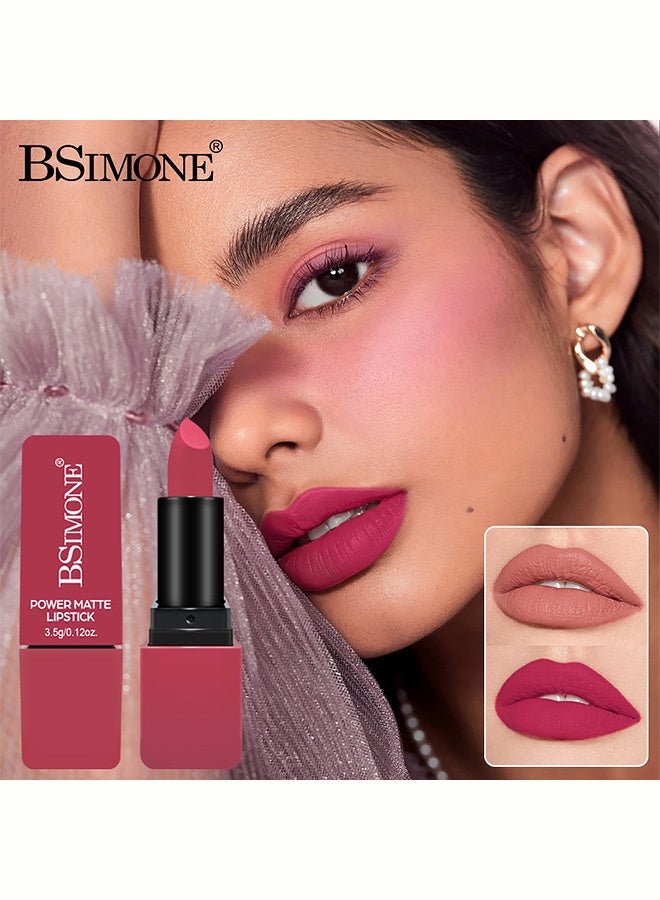 BSIMONE Power Matte Lipstick, Highly Pigmented Long-Lasting Moisturizing Non-Drying Velvet Lipstick, #07 - Image 3