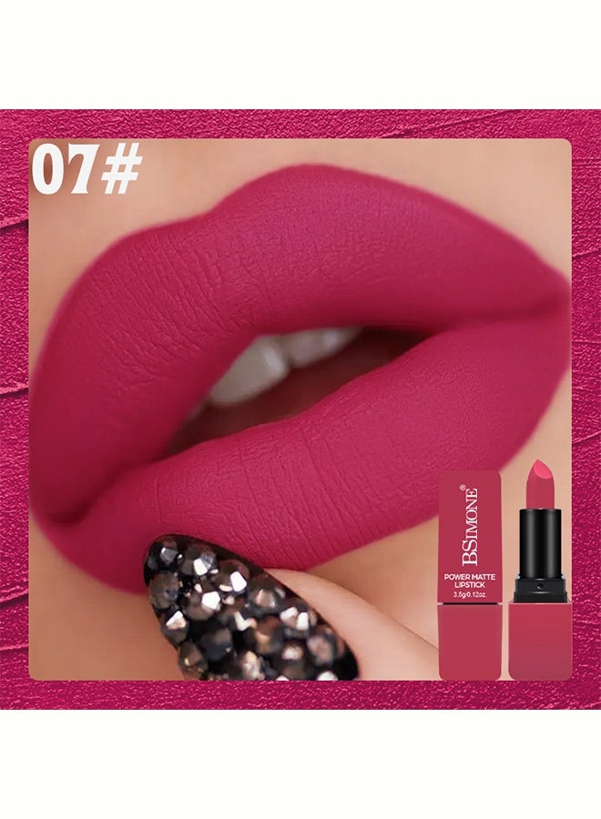 BSIMONE Power Matte Lipstick, Highly Pigmented Long-Lasting Moisturizing Non-Drying Velvet Lipstick, #07 - Image 2