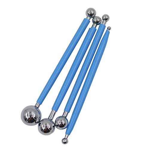 LASSUM 4Pcs Metal Ball DIY Cake Tools Fondant Cake Decorating Sugarcraft Gumpaste Flower Modelling Mold (Double-Head,Blue) - Image 3
