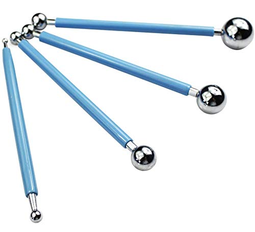LASSUM 4Pcs Metal Ball DIY Cake Tools Fondant Cake Decorating Sugarcraft Gumpaste Flower Modelling Mold (Double-Head,Blue) - Image 5