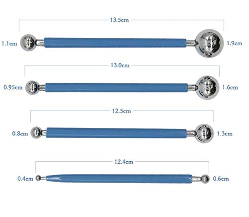 LASSUM 4Pcs Metal Ball DIY Cake Tools Fondant Cake Decorating Sugarcraft Gumpaste Flower Modelling Mold (Double-Head,Blue) - Image 2
