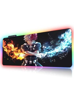 RGB Gaming Mouse pad Anime Todoroki Custom Design Mousepad,Mouse Pads with Non-Slip Rubber Base,Stitched Edges Mouse mat,Washable Desk pad for Computer Keyboard mice Laptop & PC,31.5x11.8 inch