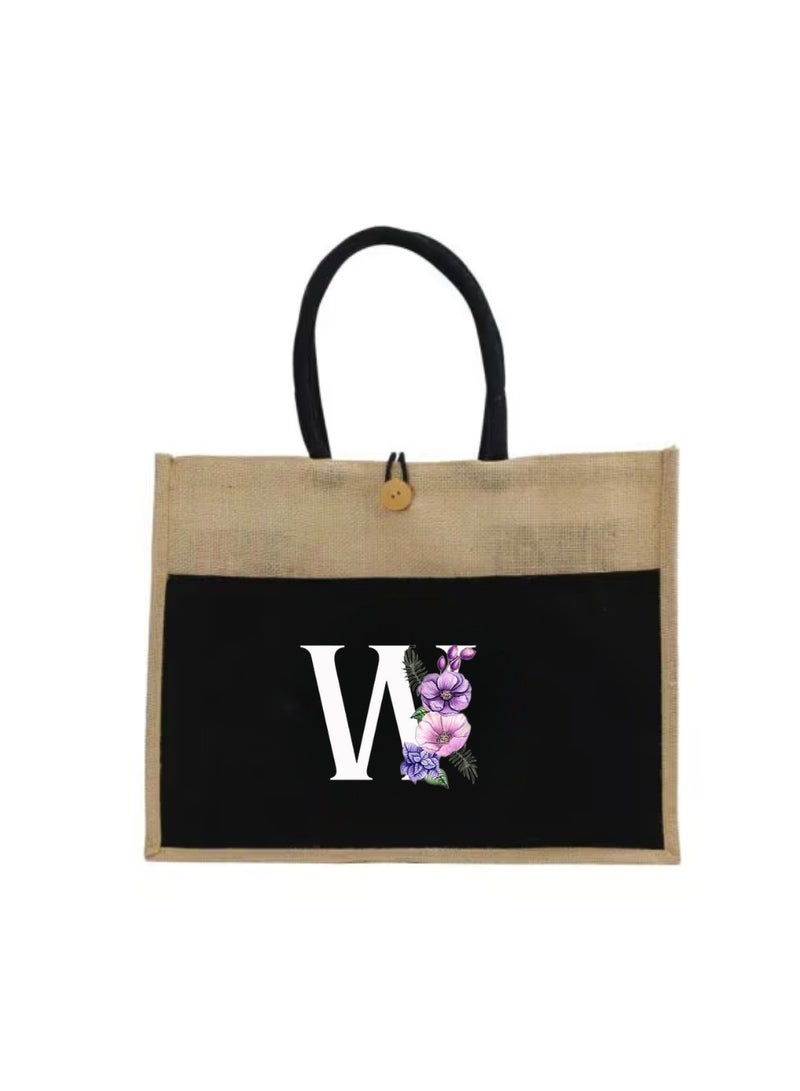 PRINTSHOP4ME Jute Bag Initial Letter Printed Design–Reusable,Durable Tote Bag For Gifting Or Everyday Use|Used For Festive Celebrations&Gifts For Special Person - Image 2