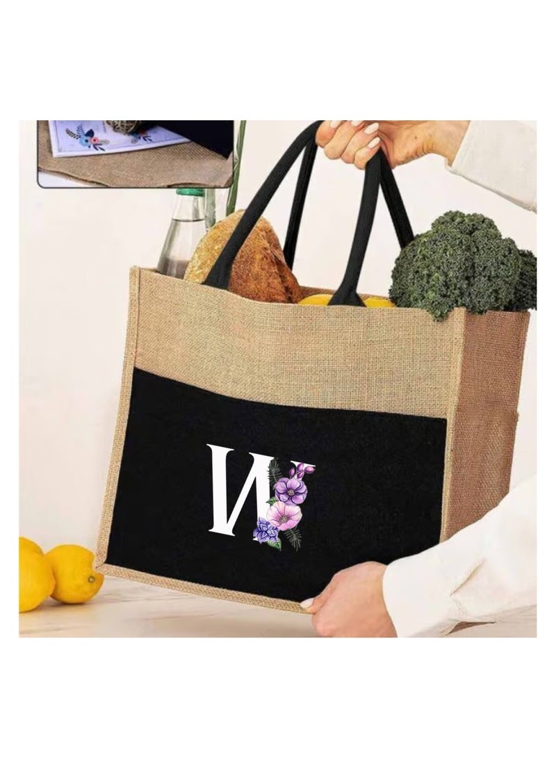 PRINTSHOP4ME Jute Bag Initial Letter Printed Design–Reusable,Durable Tote Bag For Gifting Or Everyday Use|Used For Festive Celebrations&Gifts For Special Person - Image 3
