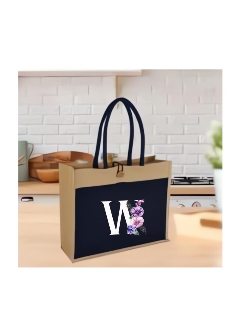 PRINTSHOP4ME Jute Bag Initial Letter Printed Design–Reusable,Durable Tote Bag For Gifting Or Everyday Use|Used For Festive Celebrations&Gifts For Special Person - Image 5