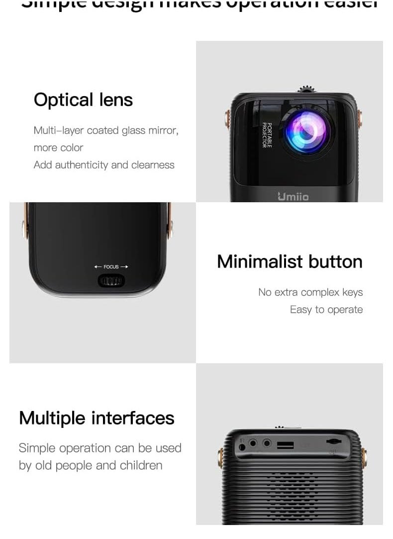 Umiio - Intelligent Screen Projector 5G WiFi Bluetooth Quadrangle Trapezoid 1080P Android Projector For Move Music TV Game Casting - Image 1