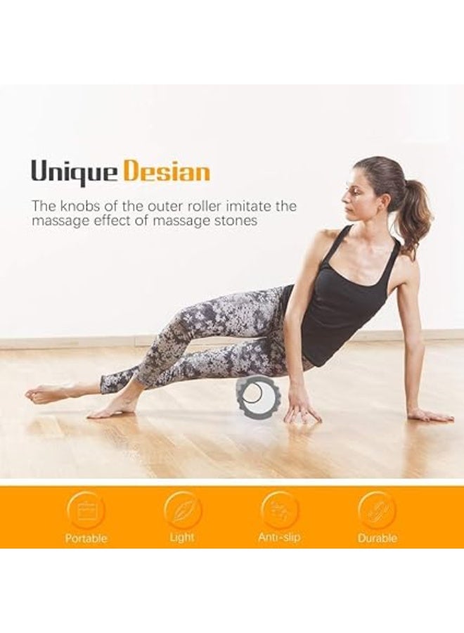Foam Roller, Fitness Foam Roller, Deep Muscle Massage and Lightweight Muscle Massage for Yoga, Pilates for Muscle Relaxation, Balance Exercise, Physical Therapy Pain Relief (Grey) - Image 4