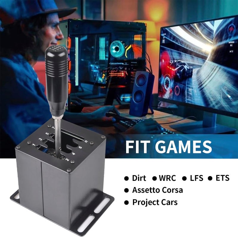 CNRAQR محول ناقل الحركة المحاكي من نوع USB للكمبيوتر الشخصي 7+R H Gear Shifter المتوافق مع عجلات القيادة Logitech G29/G27/G25/G920 و T300RS/GT، والمتوافق مع ناقل الحركة لنظام Windows للكمبيوتر الشخصي لألعاب المحاكاة مثل ATS و ETS و Dirt و WRC. - Image 2