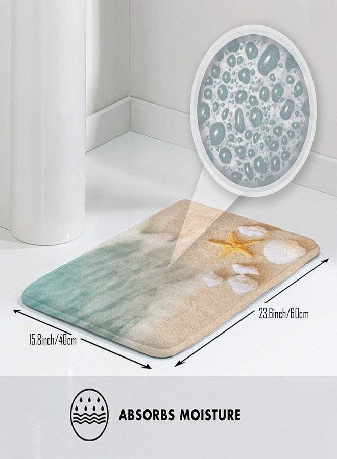 Yaateeh Seashell Starfish Seashore Summer Beach Bath Mat Non-Slip Absorbent Velvet Bathroom Rug Carpet Rugs for Entrance Indoor Doormat Mats One Size - Image 4