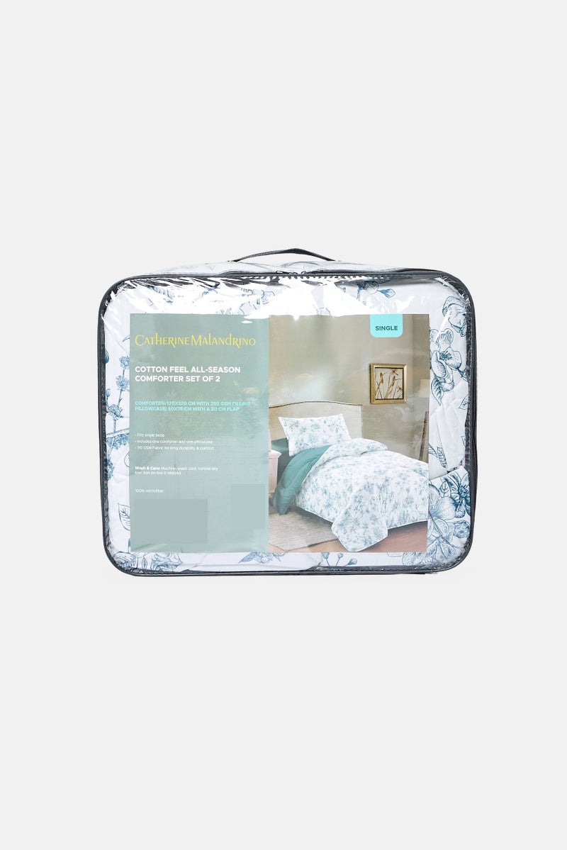 Catherine Malandrino 2 Pcs Floral Print Comforter Set, Multicolor  - Image 1