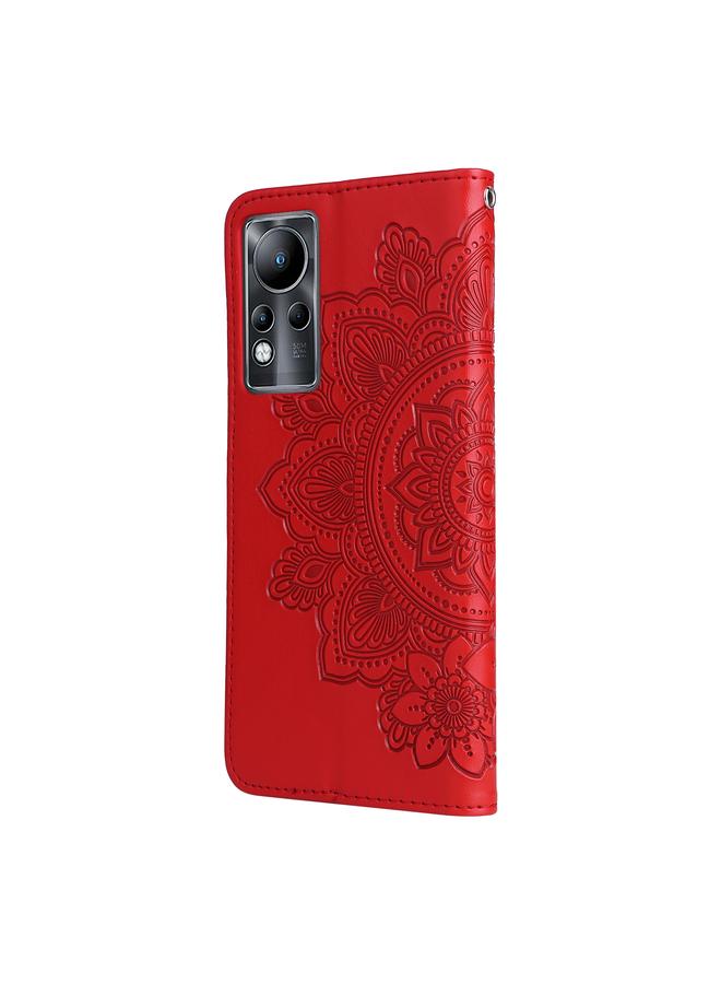 اس-توب جراب لهاتف Infinix Note 11، مصنوع من الجلد بتصميم نقش زهور 7 بتلات، قابل للطي أفقيًا - Image 3