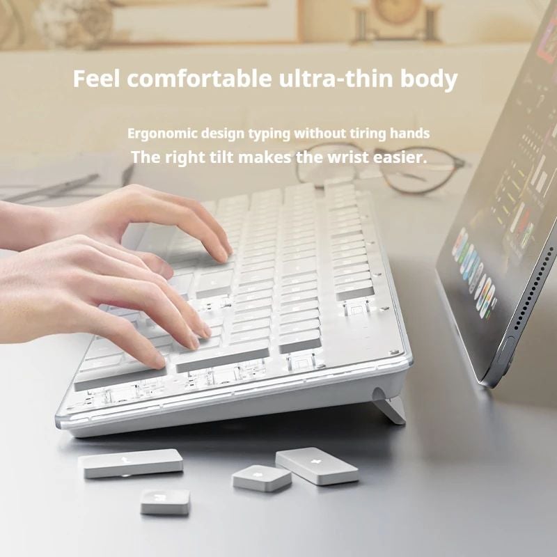 Eweadn Gx710 Silent ABS Mechanical Keyboard Wired Ergonomic Gaming Office Keyboard, White - Image 3