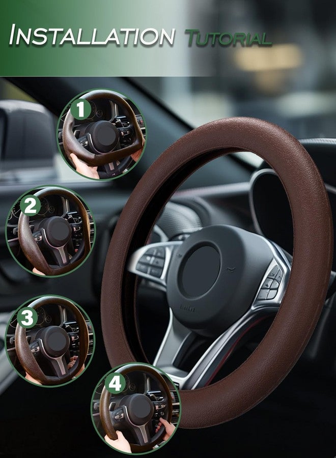LRITER Car Steering Wheel Cover, Anti-Slip Silicone Steering Wheel Protector, Universal Car Accessories Wheel Cover for Most of Cars (Coffee) - Image 5