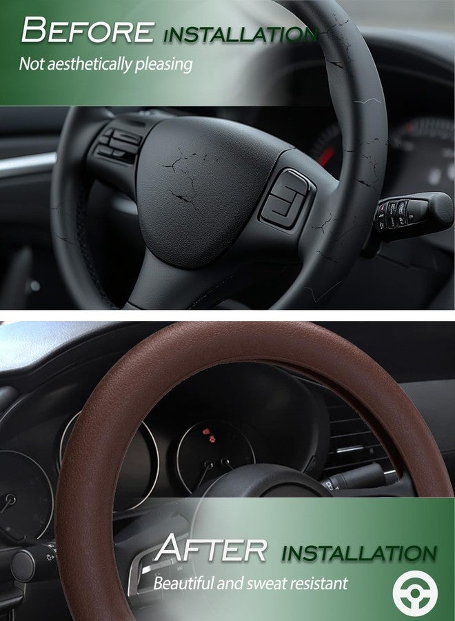 LRITER Car Steering Wheel Cover, Anti-Slip Silicone Steering Wheel Protector, Universal Car Accessories Wheel Cover for Most of Cars (Coffee) - Image 4