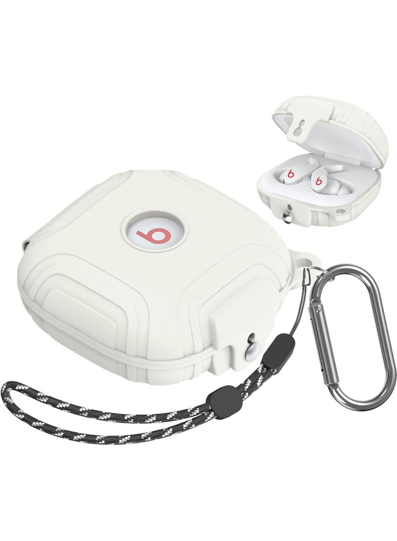 SOLARAE Case for Beats Fit Pro, Silicone Protector Case for Apple Beats Fit Pro, with Beats Fit Pro 2021 Earbuds Armor Shockproof Protective, with Anti-Lost Lanyard Keychain (White) - Image 1