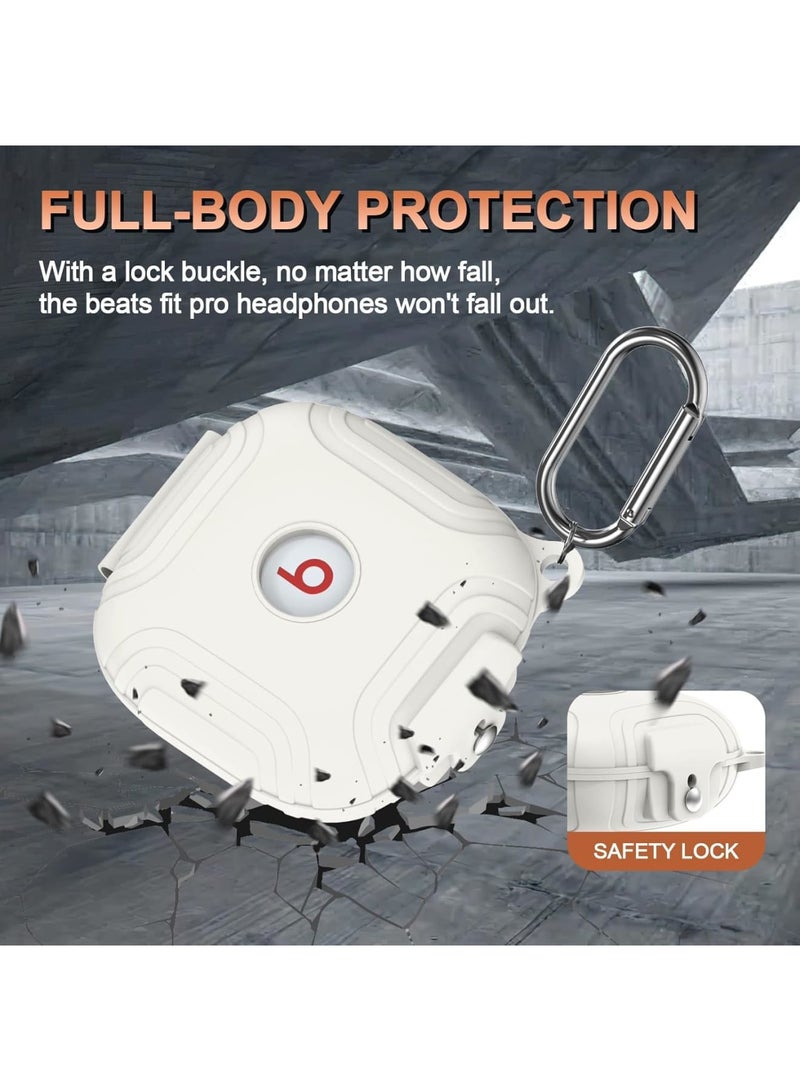 SOLARAE Case for Beats Fit Pro, Silicone Protector Case for Apple Beats Fit Pro, with Beats Fit Pro 2021 Earbuds Armor Shockproof Protective, with Anti-Lost Lanyard Keychain (White) - Image 5
