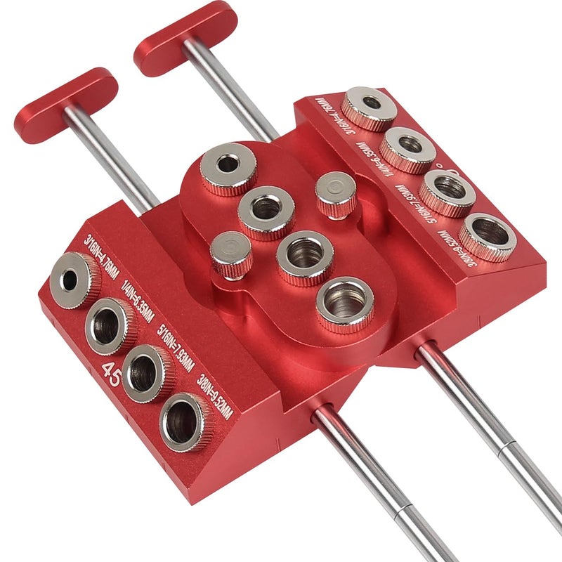 Toolcool 30 45 90 Degree Angle Drill Guide Jig for Straight Angled Holes with Detachable Drill Bushings And Positioning Bar - Image 1
