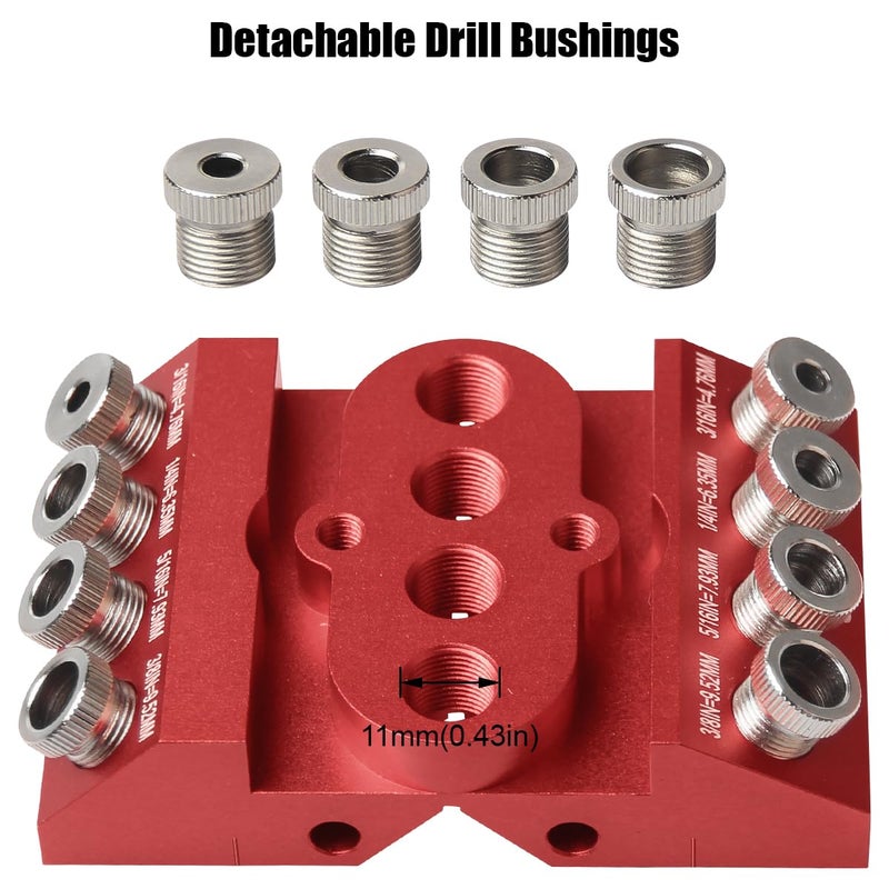 Toolcool 30 45 90 Degree Angle Drill Guide Jig for Straight Angled Holes with Detachable Drill Bushings And Positioning Bar - Image 4