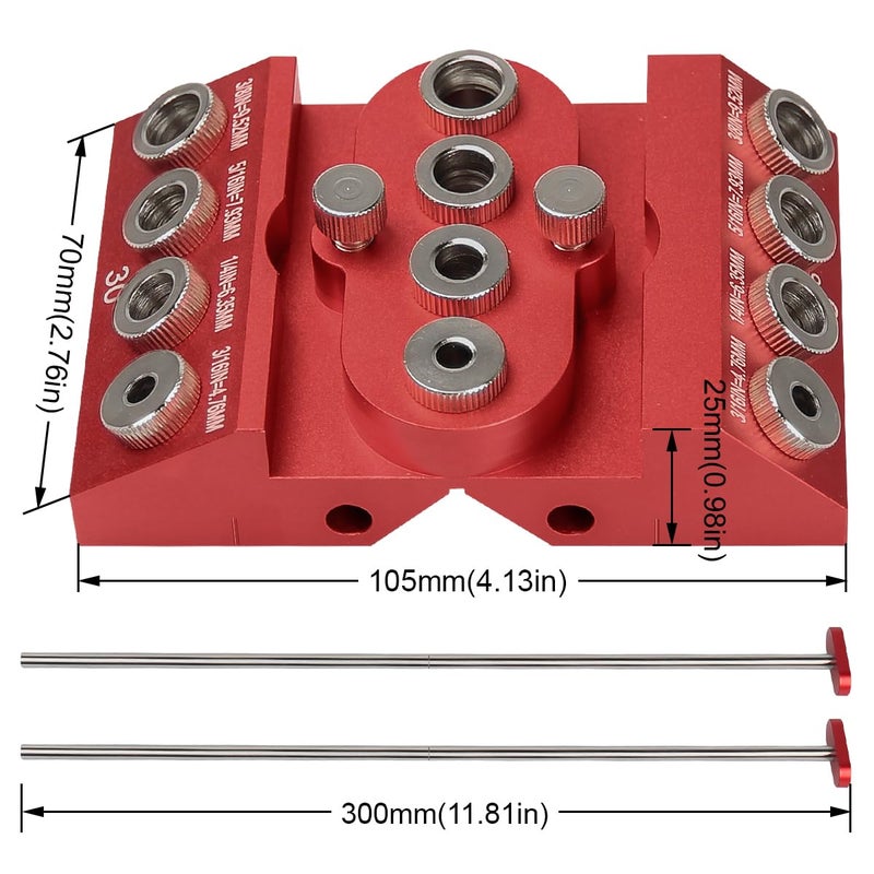 Toolcool 30 45 90 Degree Angle Drill Guide Jig for Straight Angled Holes with Detachable Drill Bushings And Positioning Bar - Image 3