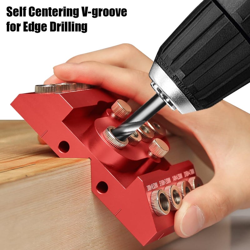 Toolcool 30 45 90 Degree Angle Drill Guide Jig for Straight Angled Holes with Detachable Drill Bushings And Positioning Bar - Image 5