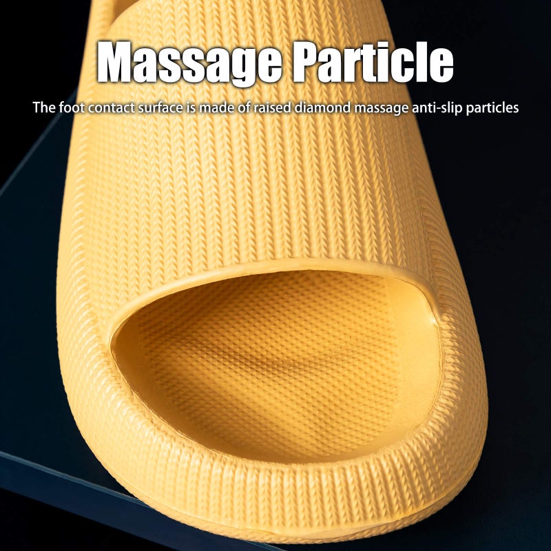 rosyclo Cloud Slippers for Women and Men, Massage Shower Bathroom Non-Slip Quick Drying Open Toe Super Soft Comfy Thick Sole Home House Cloud Cushion Slide Sandals for Indoor Outdoor, Yellow - Image 5