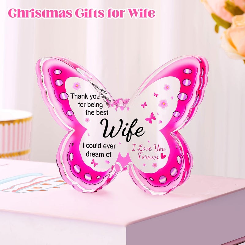 iLifemate Valentines Day Gifts for Wife, Wife Valentines Day Gifts - Acrylic Butterfly Plaque 4.3Ã—3.3 in, To My Wife Birthday Thanksgiving Anniversary Christmas Mothers Day Gifts for Wife from Husband - Image 2