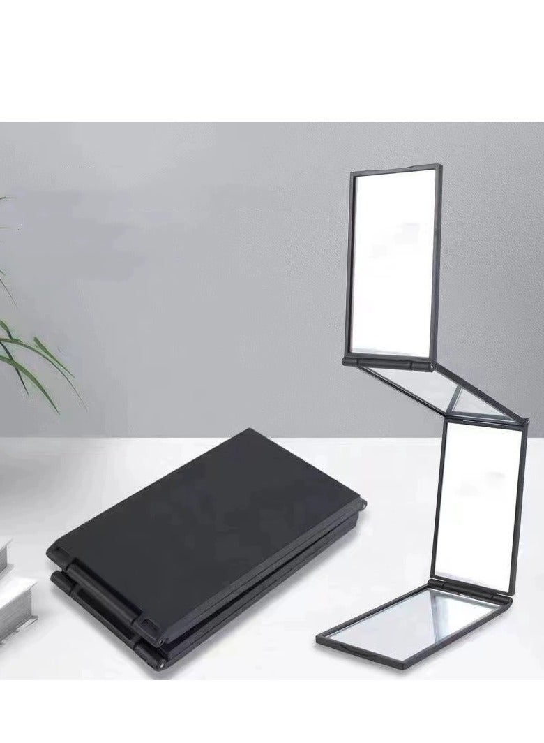 Four Panel Folding Mirror 4 Sided Foldable Makeup Handheld Mirror Compact Tabletop Mirror for Self Styling and Hair Cutting Makeup Shaving Easy to See Your Back Head - Image 1