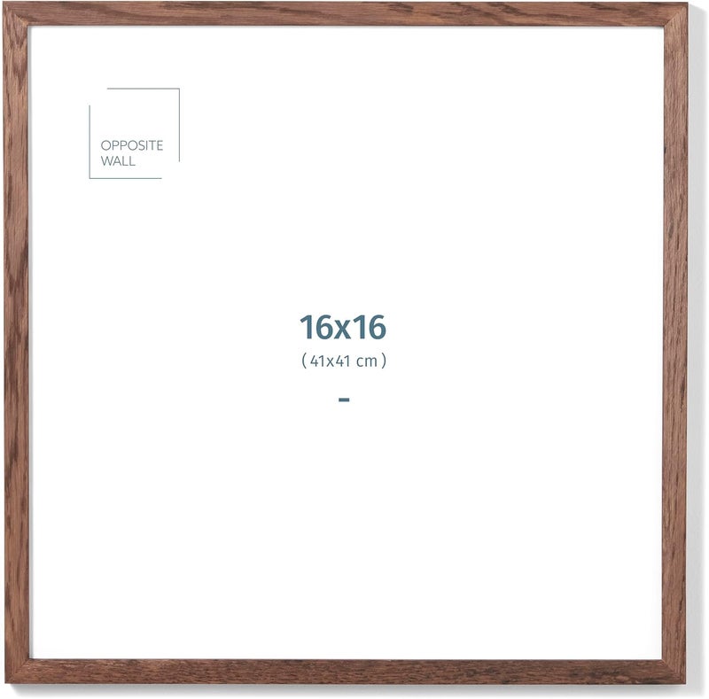 Opposite Wall - 16x16 in - Dark Solid Oak Wood Picture Frame - Lightweight, Versatile & Shatterproof - Wall Hanging Poster or Photo Frame - Wall Decor for Office, Gallery & Home - Image 1