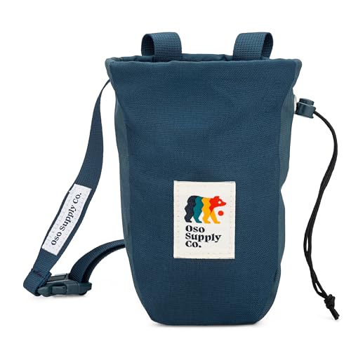 Oso Supply Co - Chalk Bag for Rock Climbing, U-Shaped Chalk Bucket with Zippered Pocket, Drawstring, Abrasion-Resistant Fabric, Perfect Gear for Indoor/Outdoor Climbing Bouldering (Navy Blue) - Image 4