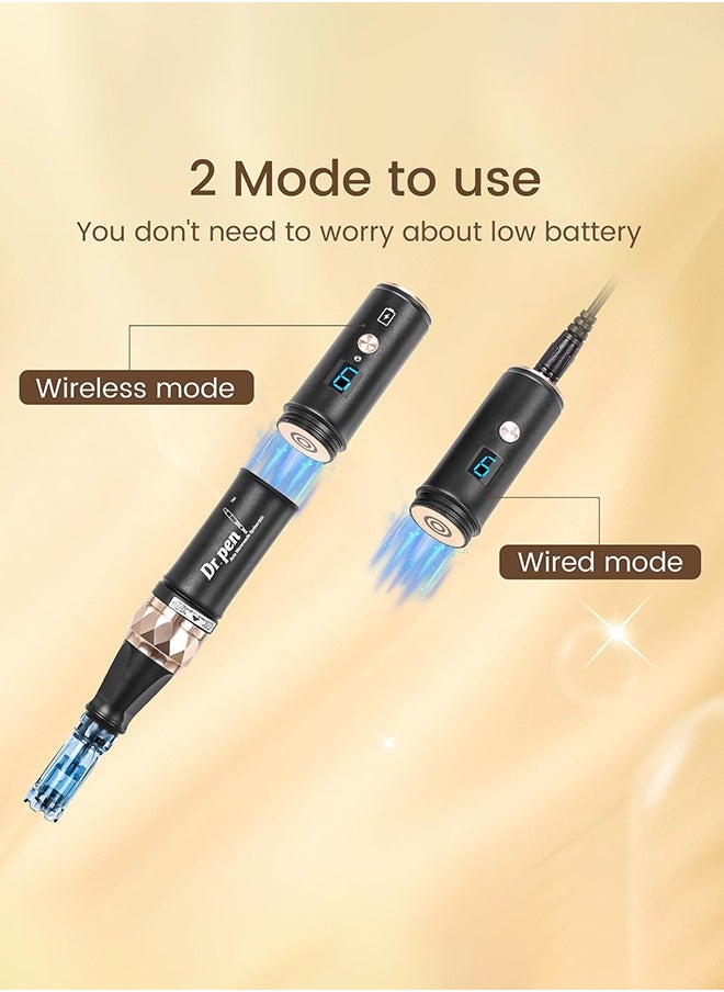 Dr.pen - Dr.Pen A8S, Professional Micro Needling Pen with 8 Pcs 18Pin 36Pin 42Pin Nano-R Replacement Needle Cartridges Dermapen, Wireless or Wired Mode 2 Mudules Derma Pen, 6 Speed Levels and 0-2.5 mm Depth Adjustable - Image 1