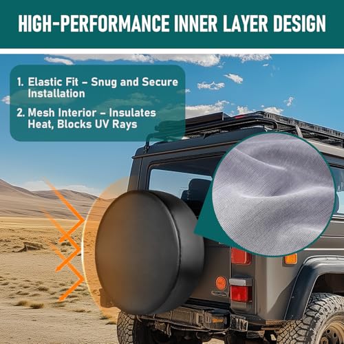 AmFor 28-29 inch Spare Tire Cover, Universal Fit for Jeep, Trailer, RV, SUV, Truck,Tough Tire Wheel Soft Cover Diameter 28" - 29", Camper Wheel, Weatherproof Tire Protectors (Black) - Image 5