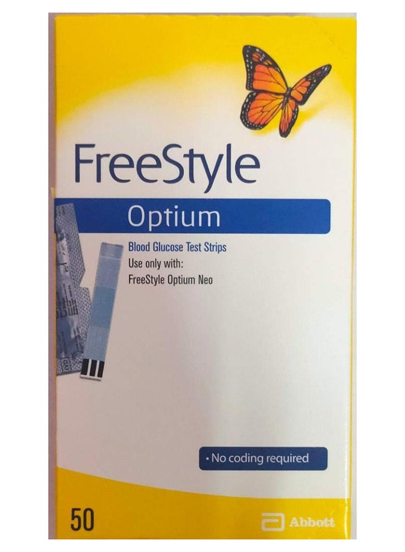 فري ستايل اوبتيوم نيو شرائط لقياس نسبة السكر في الدم، 50 شريط - Image 1
