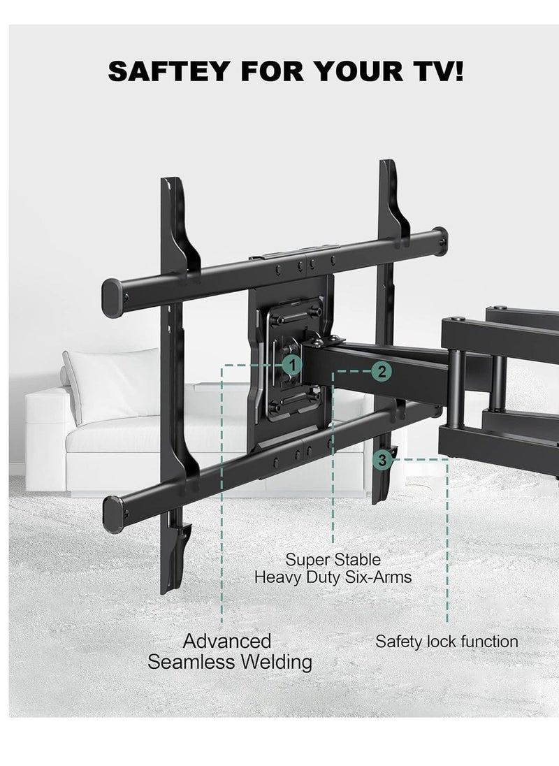 ELTRAZONE Full Motion TV Wall Mount, Articulating Swivel Extension Arm, Fits 37-75" TVs Up to 132lbs, Max VESA 600x400mm, Heavy Duty TV Mount for Home & Office – EBLF7 - Image 3